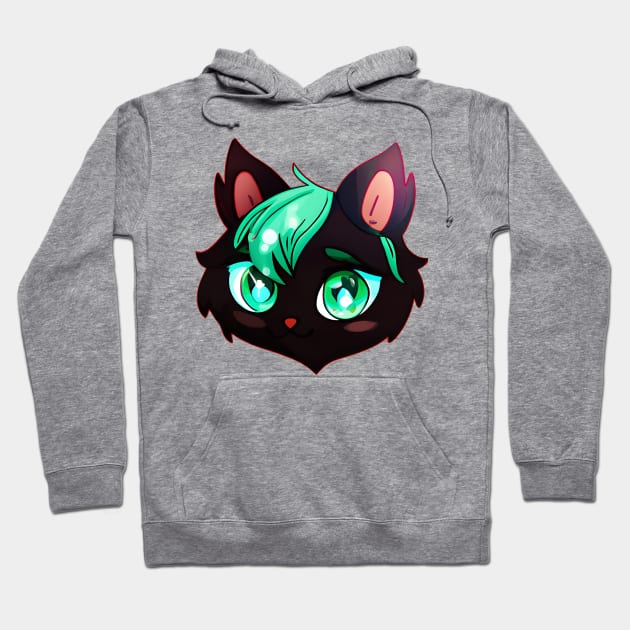Black cat with green hair Hoodie by Meowsiful